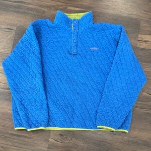 Orvis Trout Bum Blue Quilted Pullover Snap Neck Sweater Mens XXL
